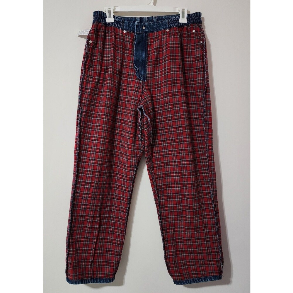 L.L.Bean Womens 12P Petite High Rise Jeans Blue Flannel Lined Plaid 100% Cotton - Picture 5 of 10